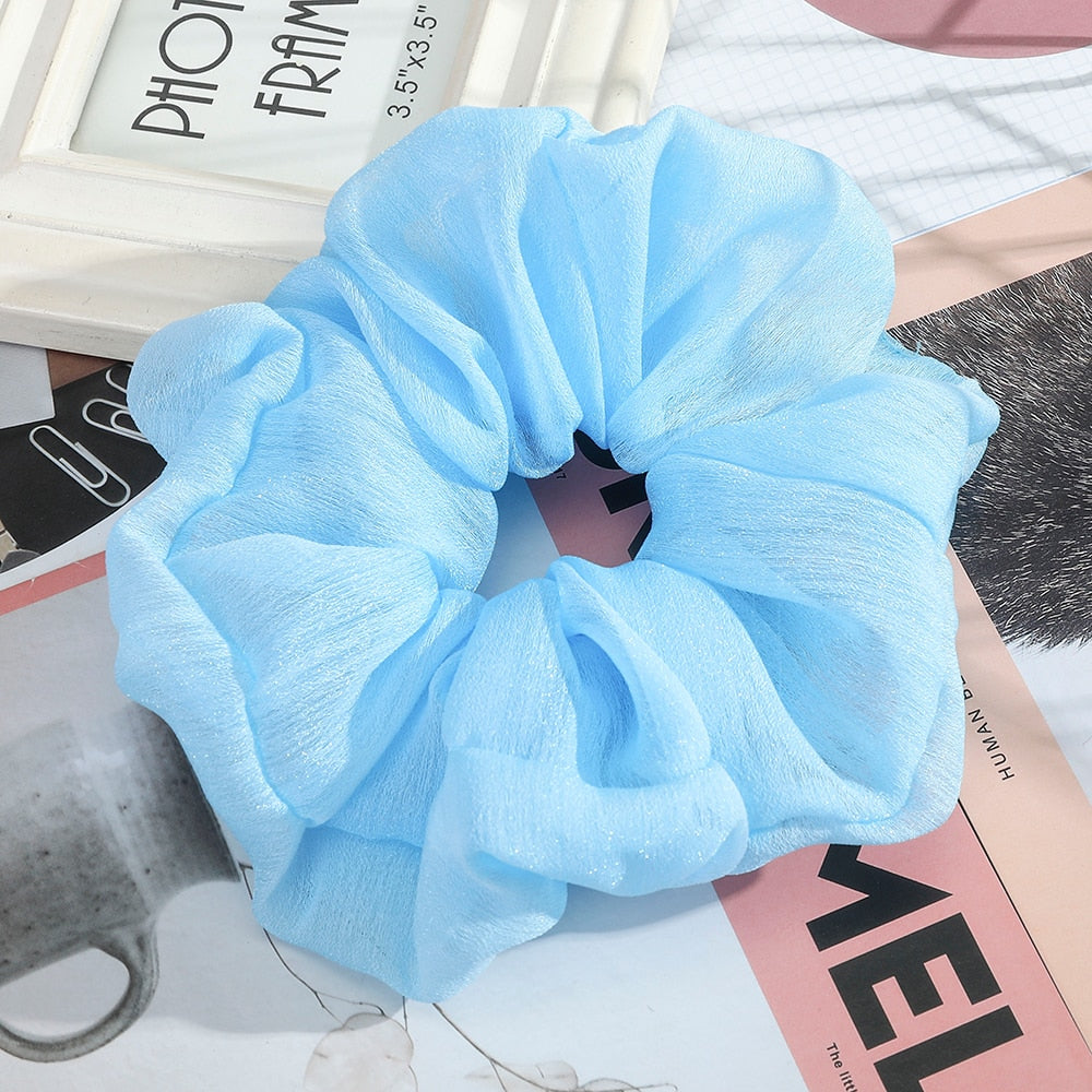 Levao Spring Summer Net Yarn Hair Bow Scrunchies Large Chiffon Women Elastic Hair Band Ponytail Holder Hair Tie Girl Accessories