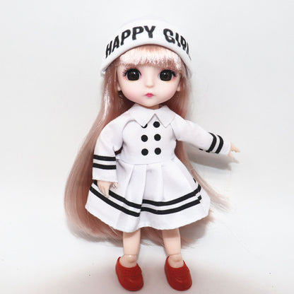 ⚠️New 16cm Bjd Doll 13 Movable Joints 3D Real Eye High-end Dress Can Dress Up Fashion Nude Doll Children DIY Girl Toy Best Gift