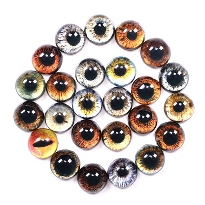 20 Pcs 8/10/12/14/16/18/20mm Doll Eyes Photo Round Glass Cabochon  Diy Flat Back Handmade Jewelry Findings