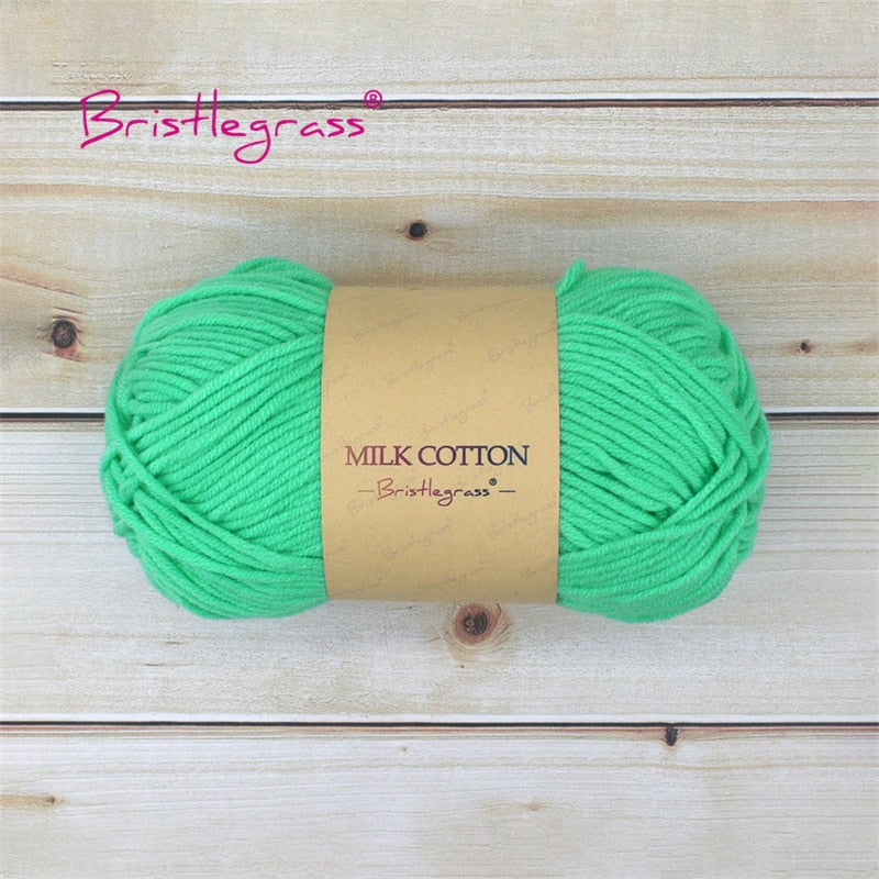 BRISTLEGRASS Acrylic Crochet Wool Yarn 50g Pom-poms Milk Cotton Hand Knitting Threads Baby Sweater Scarf Fabric Needlework Craft