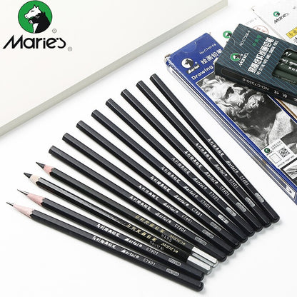 Maries Soft Medium Hard Black Sketch Charcoal Pencil for Sketching Drawing Painting Office School Stationery Art Supplies