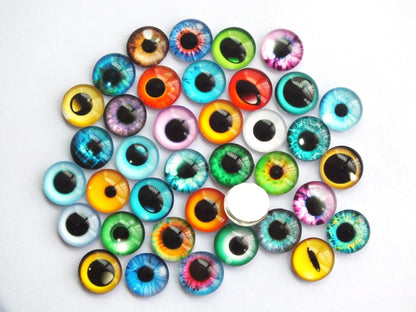 20 Pcs 8/10/12/14/16/18/20mm Doll Eyes Photo Round Glass Cabochon  Diy Flat Back Handmade Jewelry Findings