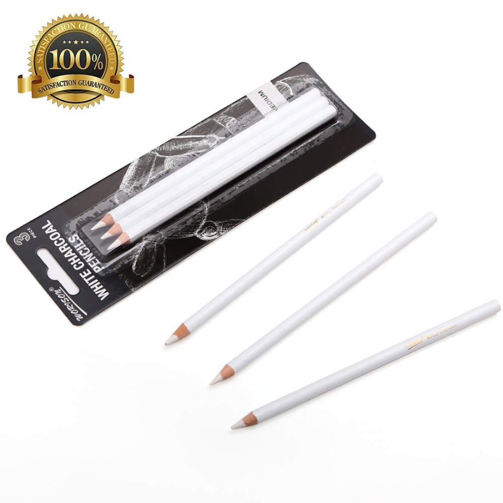 Professional 3Pcs White Sketch Charcoal Pencils Standard Pencil Drawing Pencils Set For School Tool Painting Art Supplies