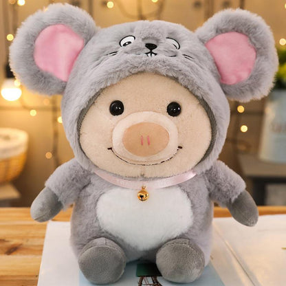 New 1pc 25cm Cute Piggy Turned Dog Rabbit Rat Mouse Bear Doll Plush Toy  Dog Doll Stuffed Animals Toys For Children Gift