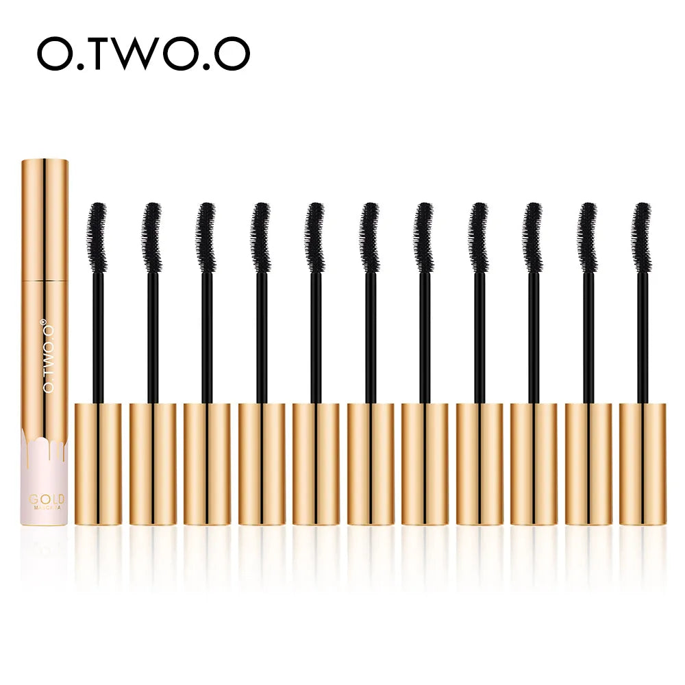 O.TWO.O 12pcs/set 3D Mascara Lengthening Black Lash Eyelash Extension Eye Lashes Brush Gold Color Mascara Makeup Kit