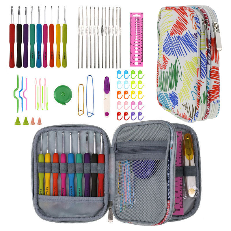 DIY Needle Arts Craft Crochet Hook Set and Bag Animal Ergonomic Yarns Crochet Knitting Needle Scissors Sewing Set Accessories