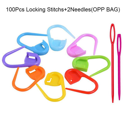 LMDZ 150/100/104 Pcs Locking Stitch Markers Colorful Plastic Knitting Crochet Locking Markers Crochet Needle Clip Hook Tool