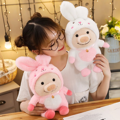 New 1pc 25cm Cute Piggy Turned Dog Rabbit Rat Mouse Bear Doll Plush Toy  Dog Doll Stuffed Animals Toys For Children Gift