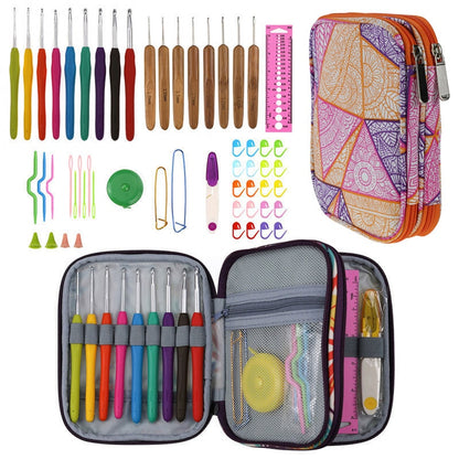 DIY Needle Arts Craft Crochet Hook Set and Bag Animal Ergonomic Yarns Crochet Knitting Needle Scissors Sewing Set Accessories