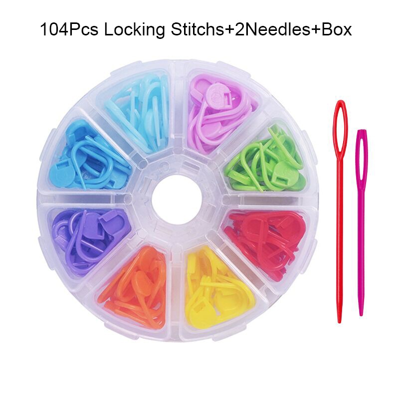 LMDZ 150/100/104 Pcs Locking Stitch Markers Colorful Plastic Knitting Crochet Locking Markers Crochet Needle Clip Hook Tool