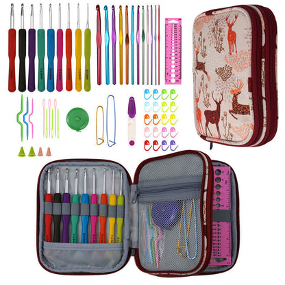 DIY Needle Arts Craft Crochet Hook Set and Bag Animal Ergonomic Yarns Crochet Knitting Needle Scissors Sewing Set Accessories