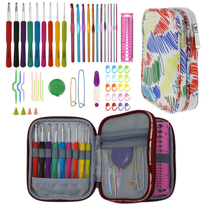 DIY Needle Arts Craft Crochet Hook Set and Bag Animal Ergonomic Yarns Crochet Knitting Needle Scissors Sewing Set Accessories