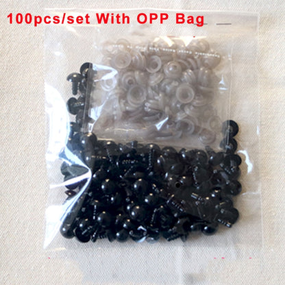 100pcs 10mm Eyeball Doll Accessories Black Plastic Plush Safety Eyes Amigurumi For Toys 6mm 8mm 12mm DIY Funny Toy Eyes Animal