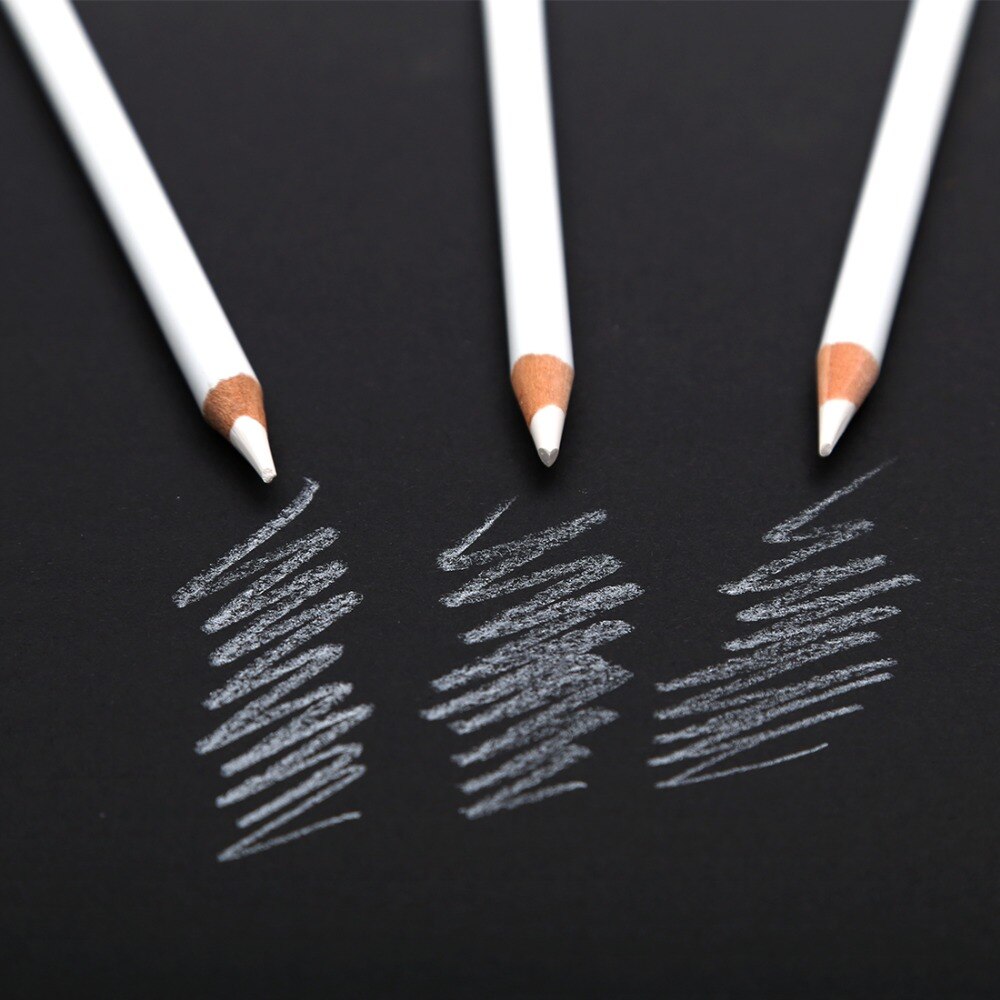 Professional 3Pcs White Sketch Charcoal Pencils Standard Pencil Drawing Pencils Set For School Tool Painting Art Supplies