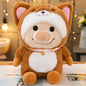 New 1pc 25cm Cute Piggy Turned Dog Rabbit Rat Mouse Bear Doll Plush Toy  Dog Doll Stuffed Animals Toys For Children Gift