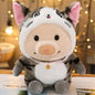 New 1pc 25cm Cute Piggy Turned Dog Rabbit Rat Mouse Bear Doll Plush Toy  Dog Doll Stuffed Animals Toys For Children Gift