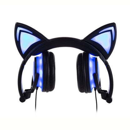 JINSERTA 2020 Cat Ear headphones LED Ear headphone cat earphone Flashing Glowing Headset Gaming Earphones for Adult and Children