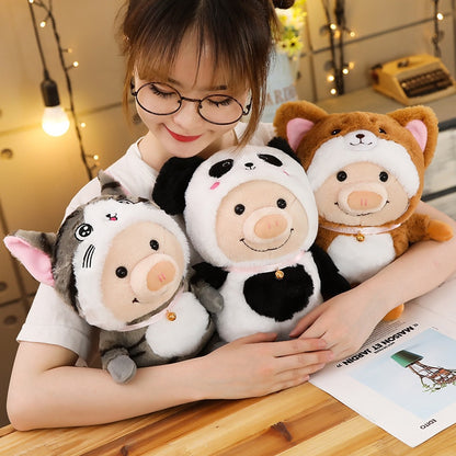 New 1pc 25cm Cute Piggy Turned Dog Rabbit Rat Mouse Bear Doll Plush Toy  Dog Doll Stuffed Animals Toys For Children Gift