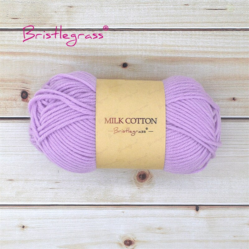 BRISTLEGRASS Acrylic Crochet Wool Yarn 50g Pom-poms Milk Cotton Hand Knitting Threads Baby Sweater Scarf Fabric Needlework Craft