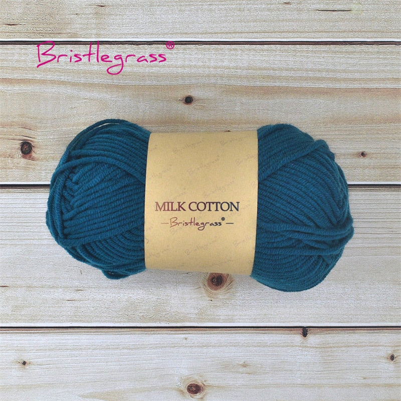 BRISTLEGRASS Acrylic Crochet Wool Yarn 50g Pom-poms Milk Cotton Hand Knitting Threads Baby Sweater Scarf Fabric Needlework Craft