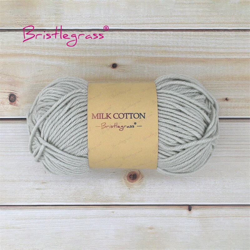 BRISTLEGRASS Acrylic Crochet Wool Yarn 50g Pom-poms Milk Cotton Hand Knitting Threads Baby Sweater Scarf Fabric Needlework Craft