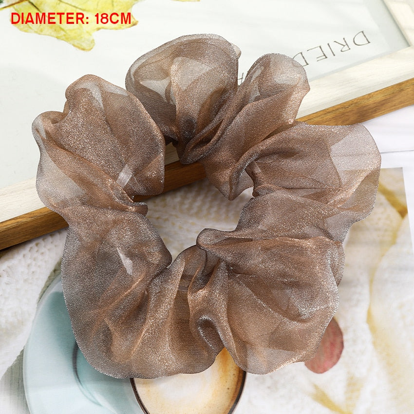 Levao Spring Summer Net Yarn Hair Bow Scrunchies Large Chiffon Women Elastic Hair Band Ponytail Holder Hair Tie Girl Accessories