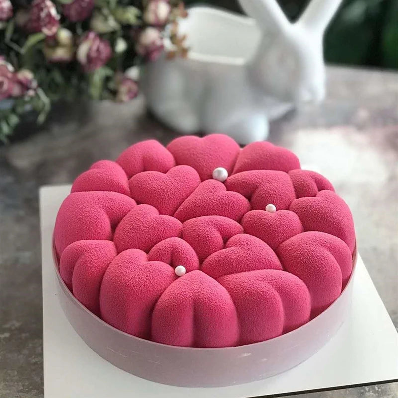 SHENHONG Round Heart Silicone Cake Mold Stitching Love Shapes Mousse Valentines Day Wedding Dessert Mould Pastry Pan Baking