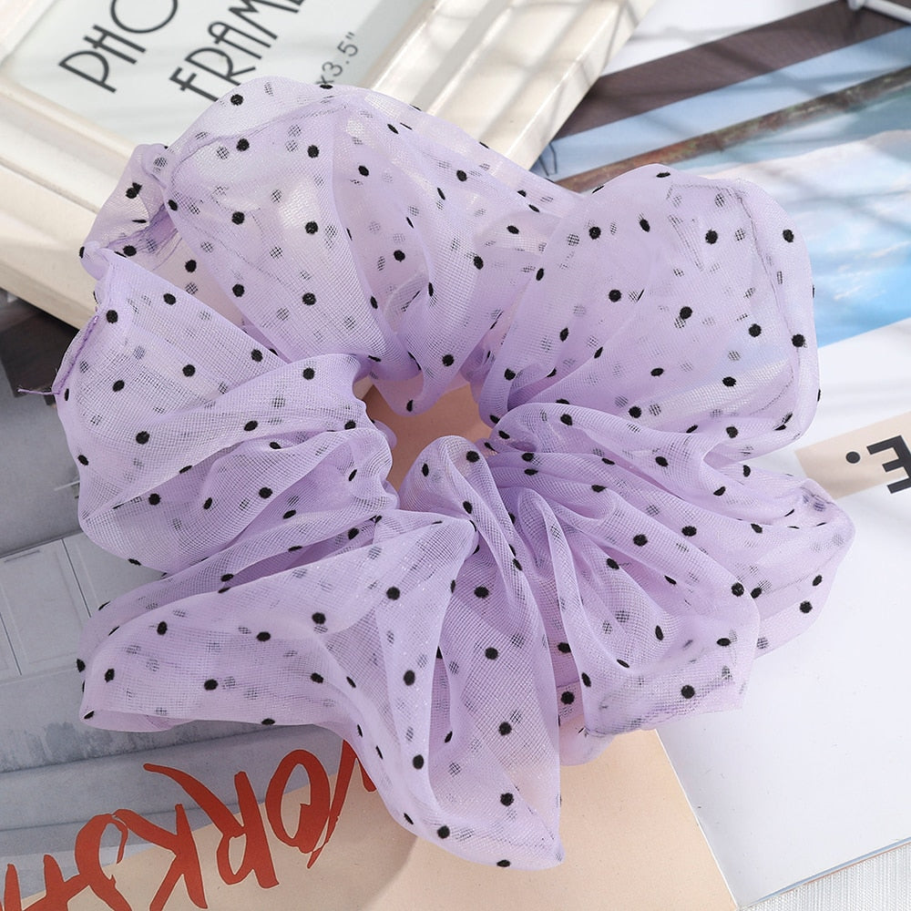 Levao Spring Summer Net Yarn Hair Bow Scrunchies Large Chiffon Women Elastic Hair Band Ponytail Holder Hair Tie Girl Accessories