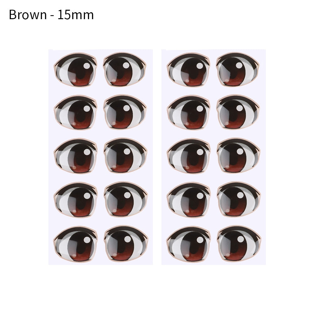 10 Pair Cartoon Crystal Eyes Stickers For Boy Girl Doll Eyes Accessories Anime Figurine Doll Face Organ Paster Eye Chips Paper