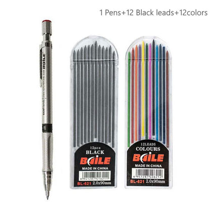 2.0mm Mechanical Pencil Set 2B Automatic Pencils with Color/Black Lead Refills for Draft Drawing, Writing, Crafting, Art Sketch