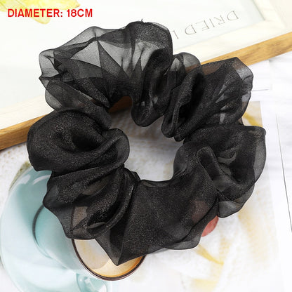 Levao Spring Summer Net Yarn Hair Bow Scrunchies Large Chiffon Women Elastic Hair Band Ponytail Holder Hair Tie Girl Accessories