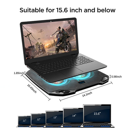 PopuPine Gaming Laptop Cooler with 2 Quiet Big Fans, RGB 7 Color Light Change Portable USB Laptop Cooling Pad 11 to 15.6 Inch