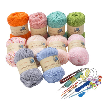 500g 10balls/lot Milk Cotton Yarn Crochet Yarn Baby Wool Yarn DIY Knitting Hand Knitted Yarn Knit Blanket Material