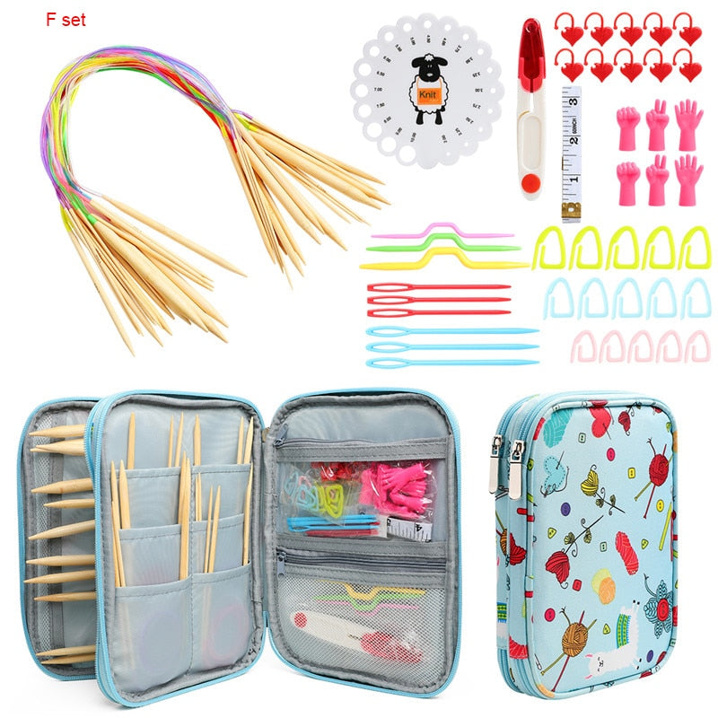 DIY Needle Arts Craft Crochet Hook Set and Bag Animal Ergonomic Yarns Crochet Knitting Needle Scissors Sewing Set Accessories