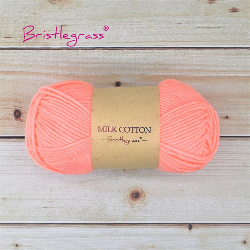 BRISTLEGRASS Acrylic Crochet Wool Yarn 50g Pom-poms Milk Cotton Hand Knitting Threads Baby Sweater Scarf Fabric Needlework Craft