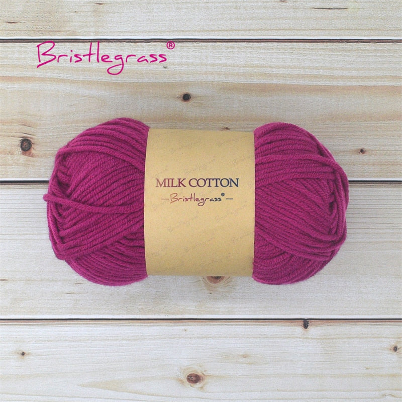 BRISTLEGRASS Acrylic Crochet Wool Yarn 50g Pom-poms Milk Cotton Hand Knitting Threads Baby Sweater Scarf Fabric Needlework Craft