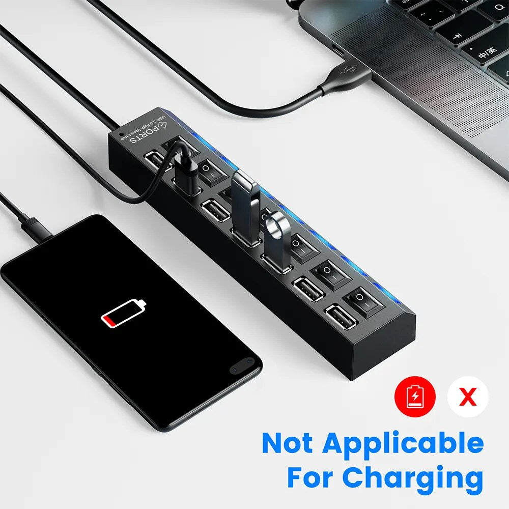 USB Hub 2.0 USB Splitter Multi Hub USB 2.0 Adapter USB Several Ports Power Adapter USB 2.0 With Switch Laptop Accessories For PC