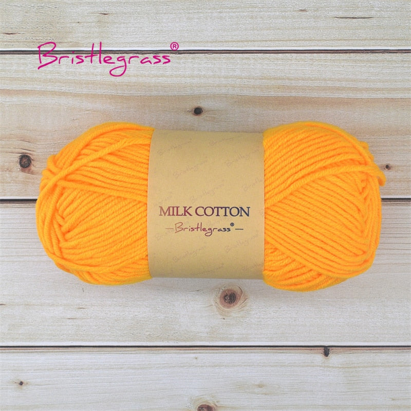 BRISTLEGRASS Acrylic Crochet Wool Yarn 50g Pom-poms Milk Cotton Hand Knitting Threads Baby Sweater Scarf Fabric Needlework Craft