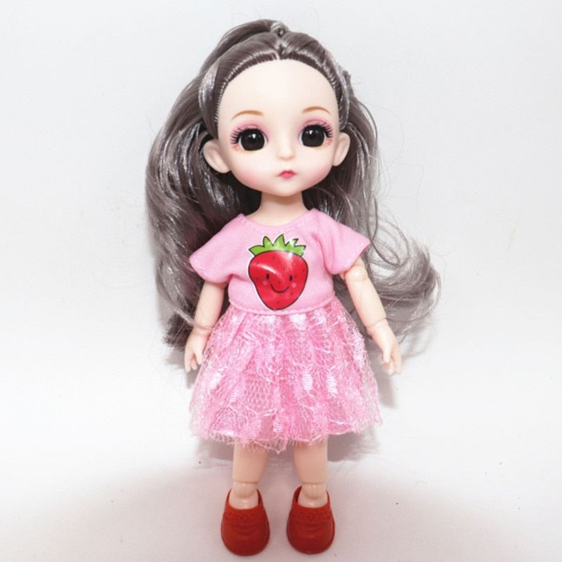 ⚠️New 16cm Bjd Doll 13 Movable Joints 3D Real Eye High-end Dress Can Dress Up Fashion Nude Doll Children DIY Girl Toy Best Gift