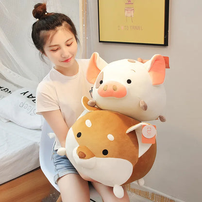 Kawaii  Animal Sweet Fat Fat Dinosaur Pig Shiba Inu Dog Plush Toy Soft Cartoon Elephant Stuffed Doll Baby Pillow Gift 35/45cm