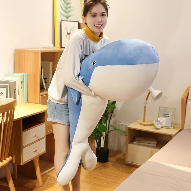 50-150CM Giant Size Plush Toy Sea Animal Blue Whale Soft Toy Stuffed Animal Children's Birthday Gifts