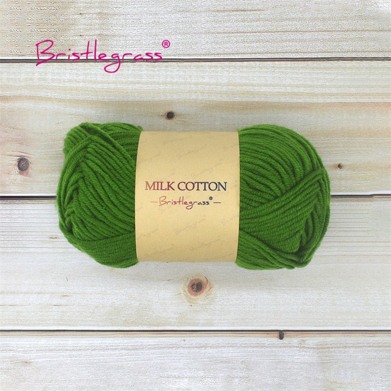 BRISTLEGRASS Acrylic Crochet Wool Yarn 50g Pom-poms Milk Cotton Hand Knitting Threads Baby Sweater Scarf Fabric Needlework Craft