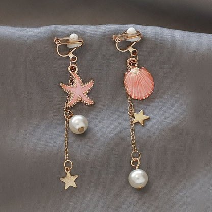 Fashion charm Creative pearl clip on Earrings Cute Handmade Earrings Womens ear clips Jewelry