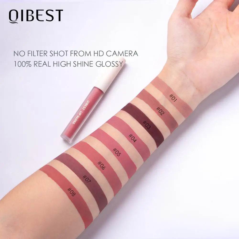 QIBEST Waterproof Liquid Lipstick Lips Makeup Lip Gloss Long Lasting 8 Colors Nude Cosmetic Makeup Matte Lipgloss Lip Tint Matte