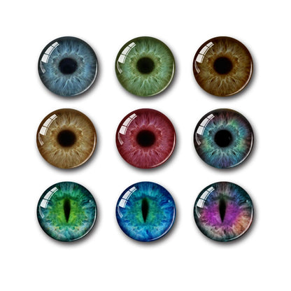 20 Pcs 8/10/12/14/16/18/20mm Doll Eyes Photo Round Glass Cabochon  Diy Flat Back Handmade Jewelry Findings