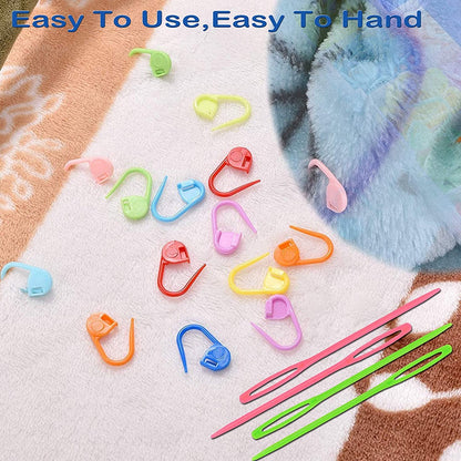 26Pcs Sewing Knitting Kits Large Eye Blunt Yarn Needles &amp; Plastic Weaving Needles &amp; Crochet Locking Counter Stitch Markers Tools