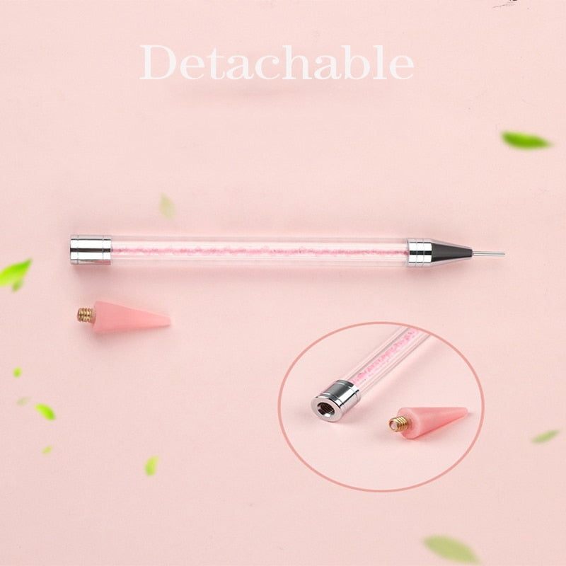 1 Pc Dual-ended Nail Dotting Pen Crystal Beads Handle Rhinestone Studs Picker Wax Pencil Manicure Nail Art Tools