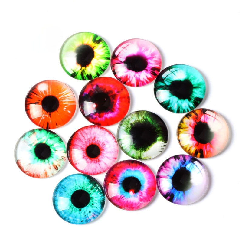 20 Pcs 8/10/12/14/16/18/20mm Doll Eyes Photo Round Glass Cabochon  Diy Flat Back Handmade Jewelry Findings