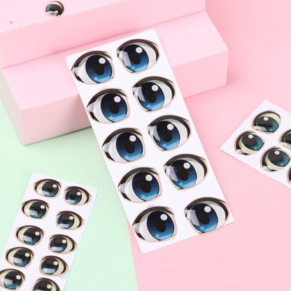 10 Pair Cartoon Crystal Eyes Stickers For Boy Girl Doll Eyes Accessories Anime Figurine Doll Face Organ Paster Eye Chips Paper