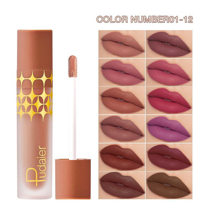 24 Color Matte Shimmer Matte Surface Nonstick Cup Lip Lacquer